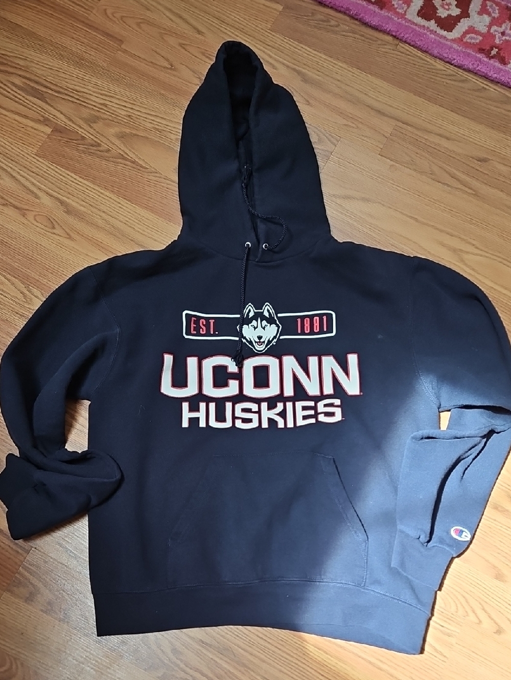 UConn Huskies Black Hoodie with Graphic Logo